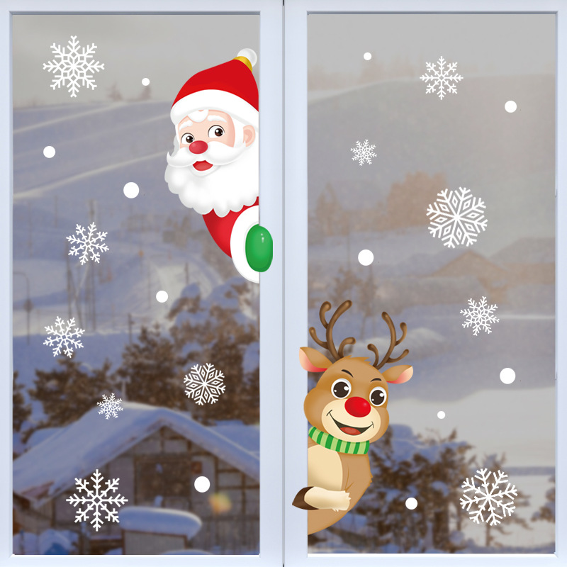 Christmas Santa Claus Window Stickers Wall Ornaments Christmas Pendant Merry Home Decor