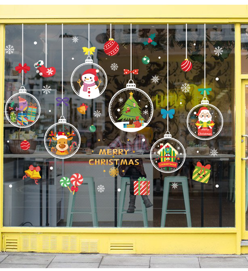 Christmas Santa Claus Window Stickers Wall Ornaments Christmas Pendant Merry Home Decor