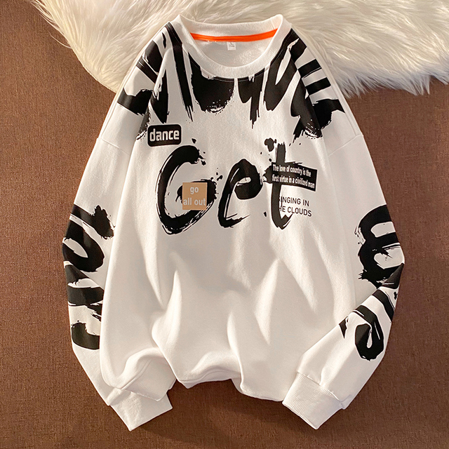 Punk 2022 Print Hip Hop Streetwear Sweatshirt Men'S Black Sweatshirts, Cardigans & Hoodies