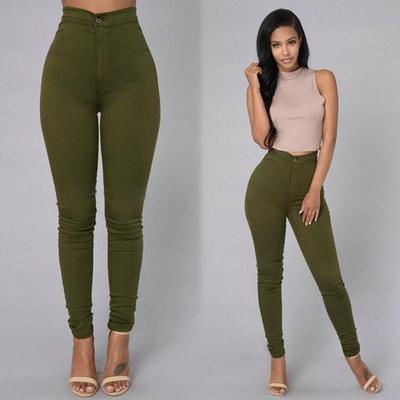Solid Color Skinny Jeans Woman White Black High Waist Render Jeans Vintage Sexy Long Pants Trousers & Leggings