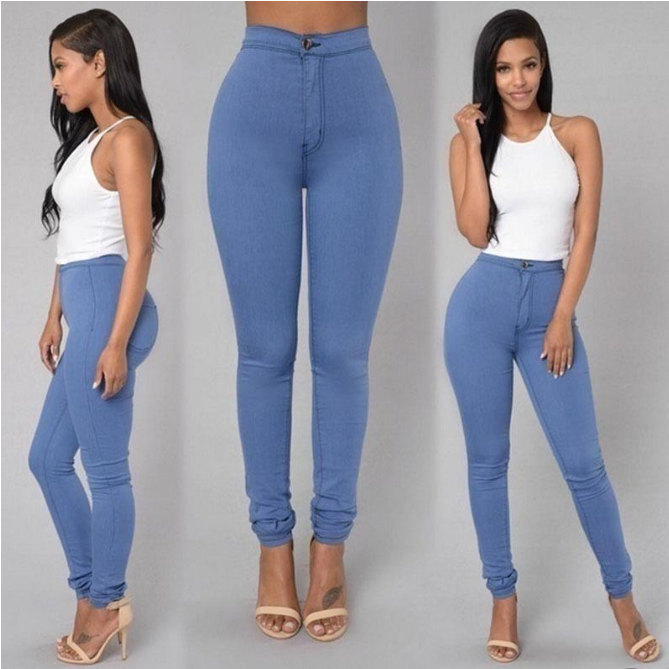 Solid Color Skinny Jeans Woman White Black High Waist Render Jeans Vintage Sexy Long Pants Trousers & Leggings