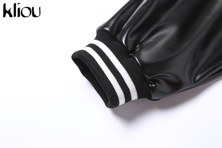 Kliou Preppy Style Jacket Women Autumn Casual Sporty Baseball Uniform Girl Go Out Popular Streetwear Tops Classic Thin Coat Hot