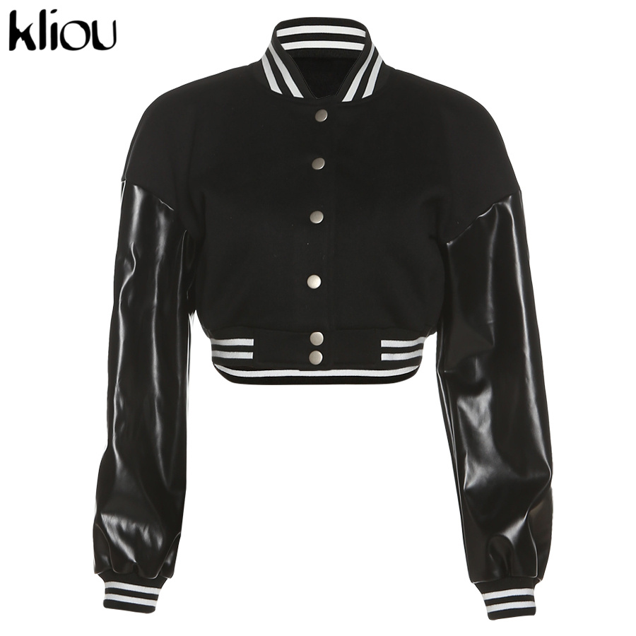 Kliou Preppy Style Jacket Women Autumn Casual Sporty Baseball Uniform Girl Go Out Popular Streetwear Tops Classic Thin Coat Hot