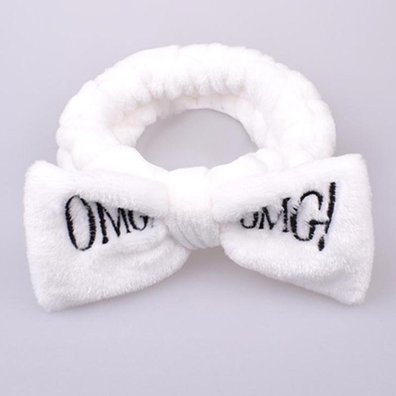 New Letter OMG Headbands for Women Girls Bow Wash Face Turban Makeup Elastic Hair Bands Coral Fleece Hair Accessories & Tools