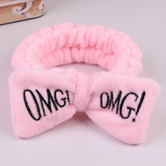 New Letter OMG Headbands for Women Girls Bow Wash Face Turban Makeup Elastic Hair Bands Coral Fleece Hair Accessories & Tools