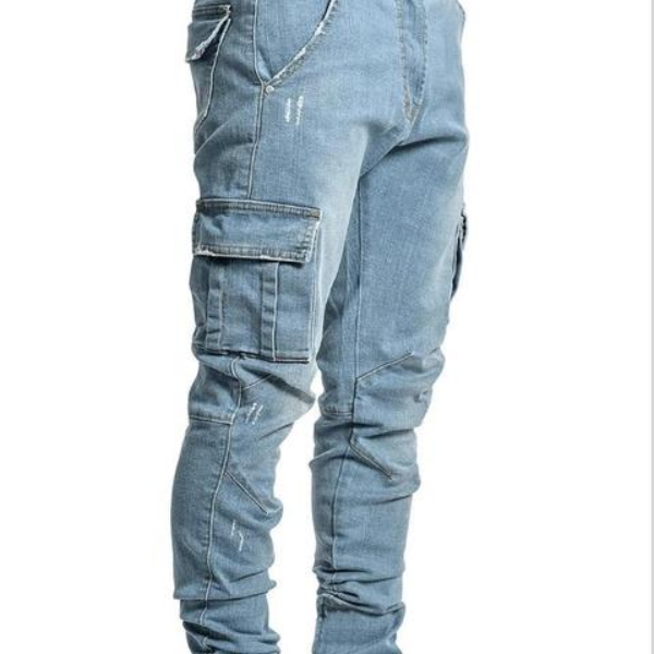 Jeans Man Pants Casual Cotton Denim Trousers Multi Pocket Cargo Pants Men Fashion Denim Trousers