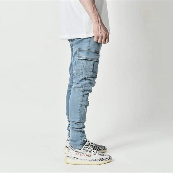 Jeans Man Pants Casual Cotton Denim Trousers Multi Pocket Cargo Pants Men Fashion Denim Trousers