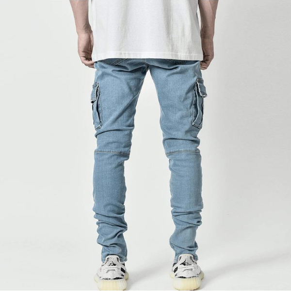 Jeans Man Pants Casual Cotton Denim Trousers Multi Pocket Cargo Pants Men Fashion Denim Trousers