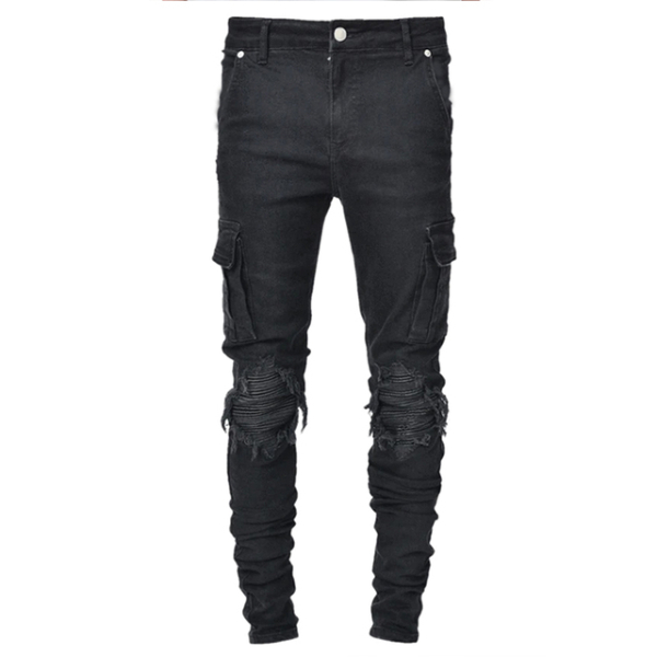 Jeans Man Pants Casual Cotton Denim Trousers Multi Pocket Cargo Pants Men Fashion Denim Trousers