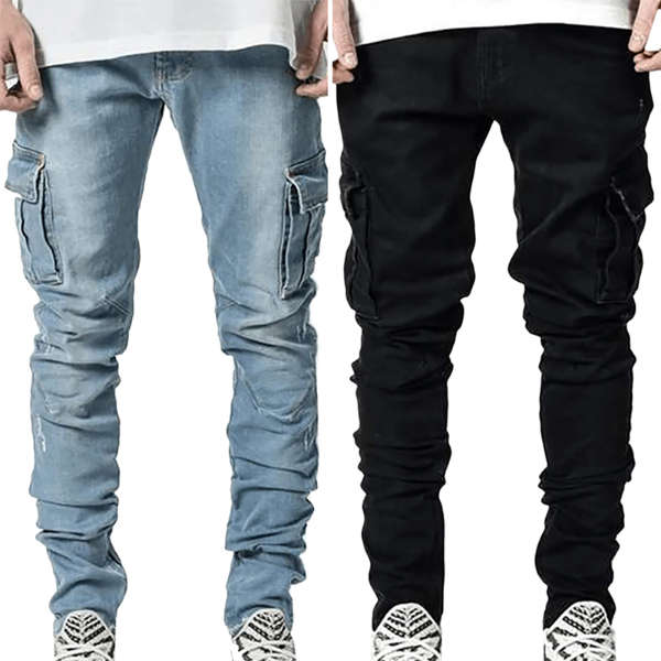 Jeans Man Pants Casual Cotton Denim Trousers Multi Pocket Cargo Pants Men Fashion Denim Trousers