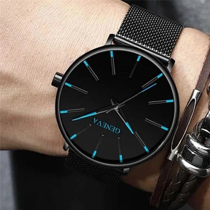 Quartz Watches Men'S Watch Business Simple Personality Everything Ultra Thin Mesh With High-End Quartz Watch Bracelet Set