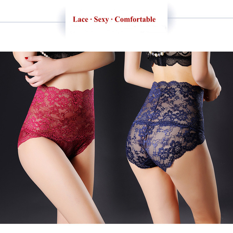 Luxury Women Lace High Waist Sexy Belly Hugging Large Underwear Transparent Cotton Women's Lingerie Plus Fat Size Madam 200kg Modal Lace Sexy Women's Lingerie High Waist Underwear Girls Lovers Girlfri