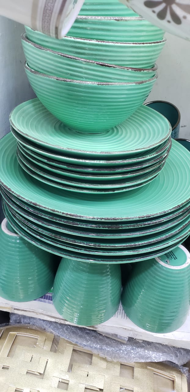 24 Pcs quality Ceramic Dinner set plates, cups soup bowl side plates microwave friendly dinner set