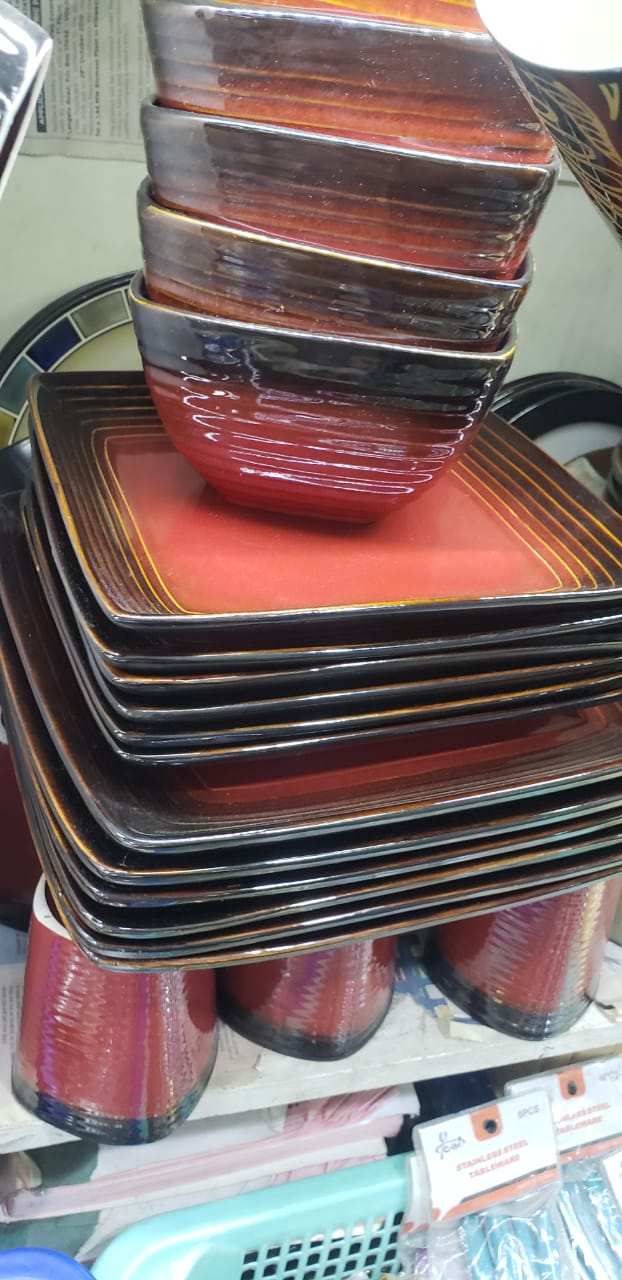 24 Pcs quality Ceramic Dinner set plates, cups soup bowl side plates microwave friendly dinner set