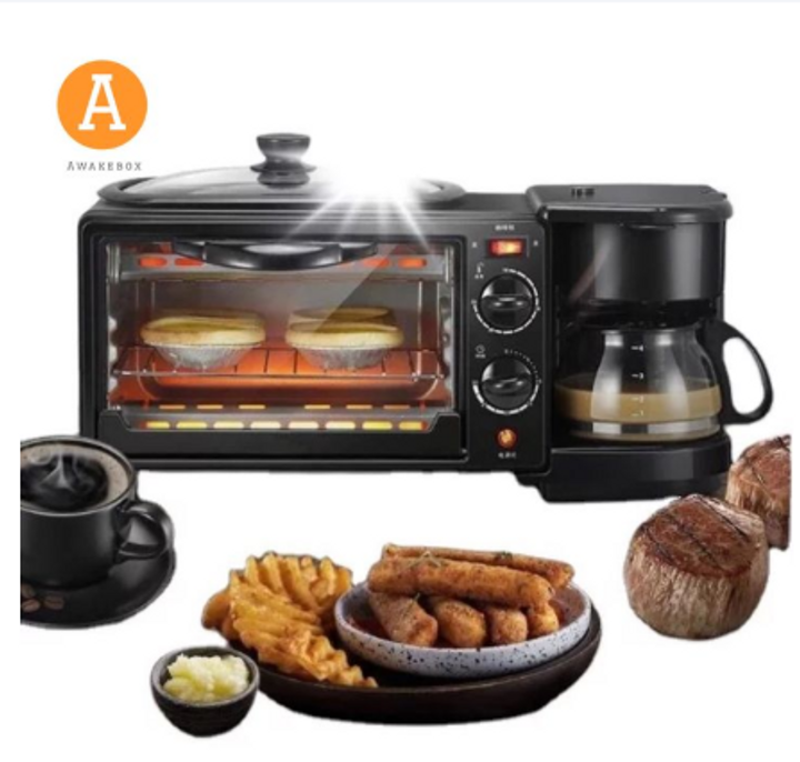 3 in 1 Home Breakfast machine Coffee machine Electric Oven Toasted bread Coffee maker Baker