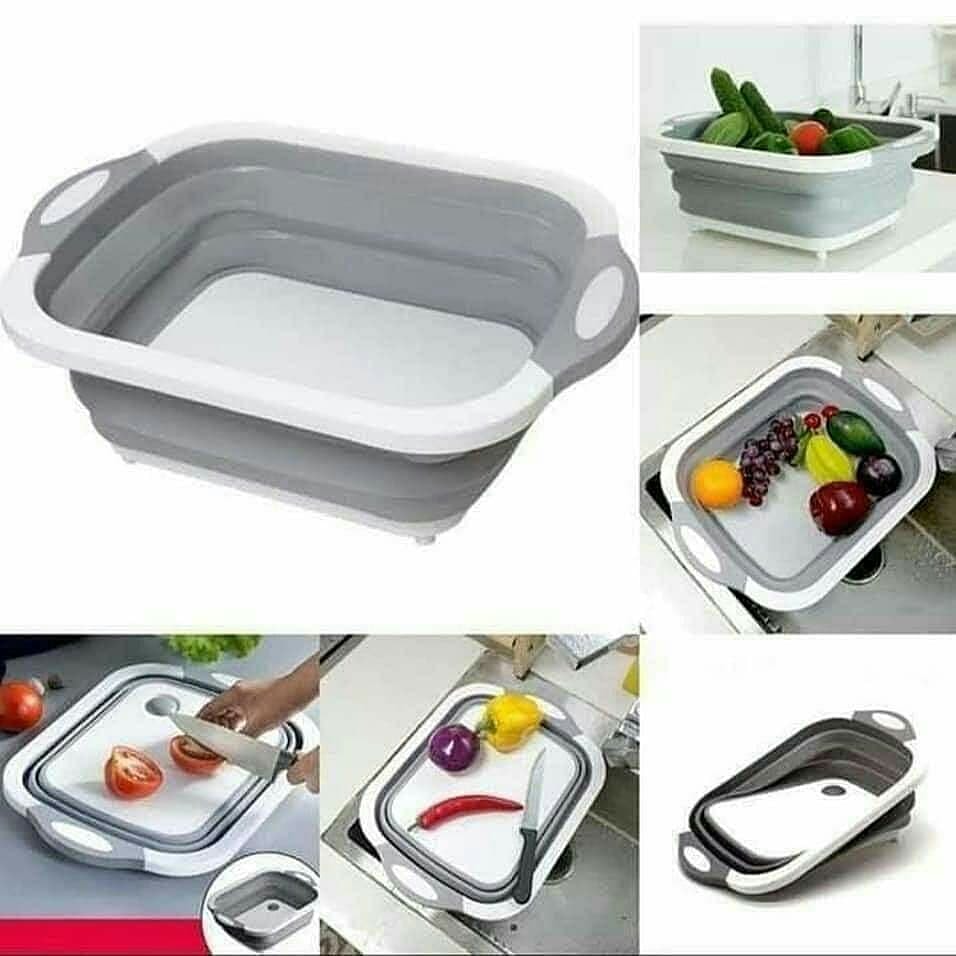 Foldable MultiFunction Collapsible Cutting/Chopping Board, Washing Basket for kitchen
