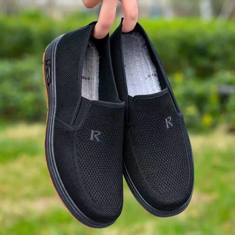 Fashionable men's breathable comfortable men's shoes all fashion flat shoes casual male students fly woven soft soled non-slip shoes