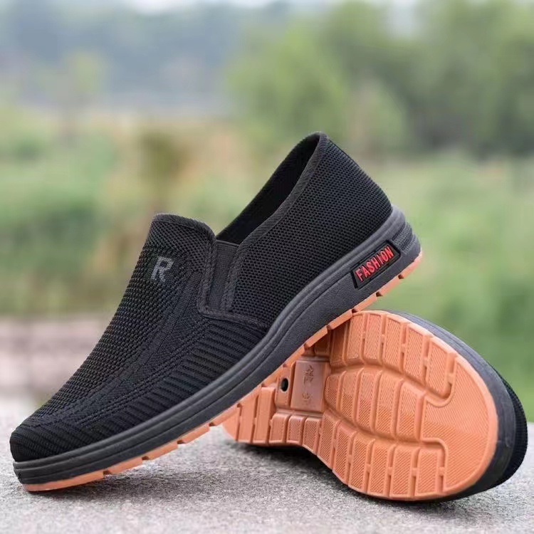 Fashionable men's breathable comfortable men's shoes all fashion flat shoes casual male students fly woven soft soled non-slip shoes