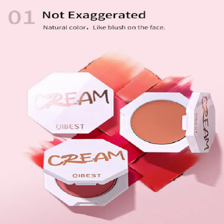QIBEST velvet blush cream moist and delicate natural repairing rouge cream blush powder cream decoration easy to color