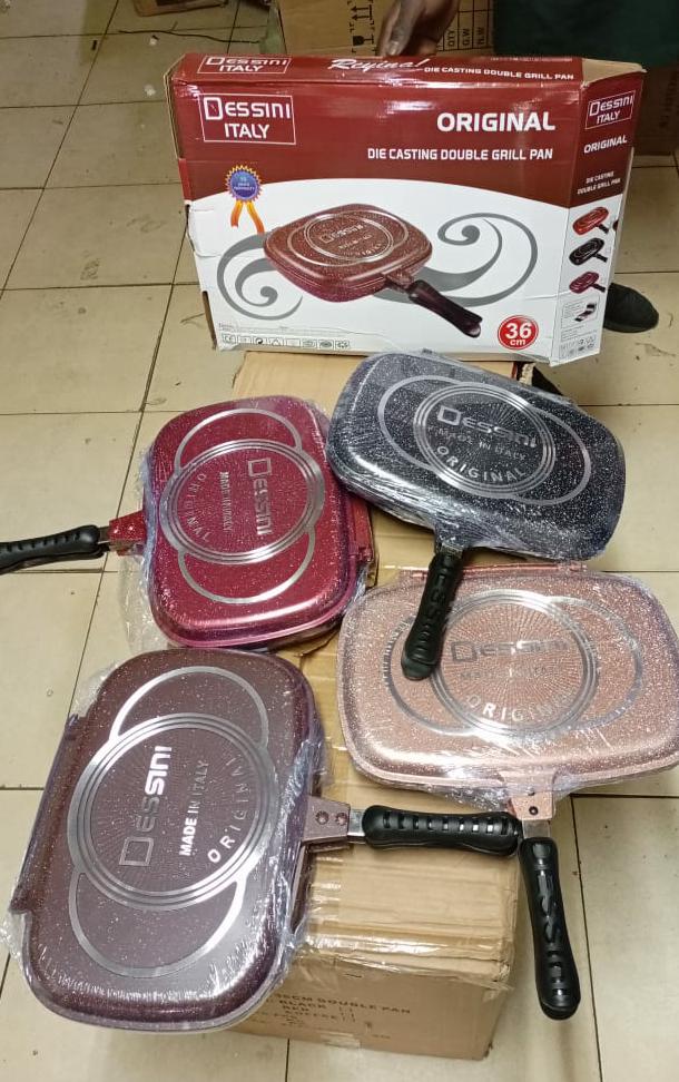 Dessini Die casting double grill pan 36cm With free apron and spaula with non stick surfaces for easy cleaning
