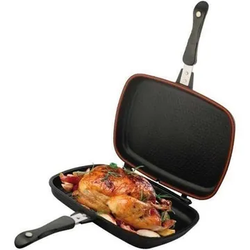 Dessini Die casting double grill pan 36cm With free apron and spaula with non stick surfaces for easy cleaning