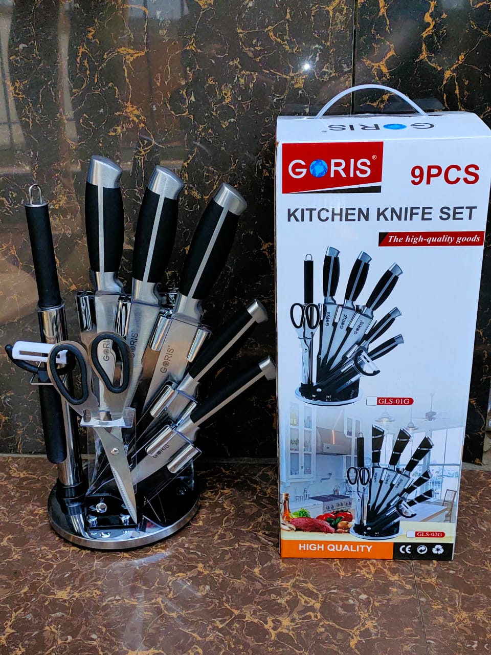9pcs Elegant Kitchen Knives Set With a Stand