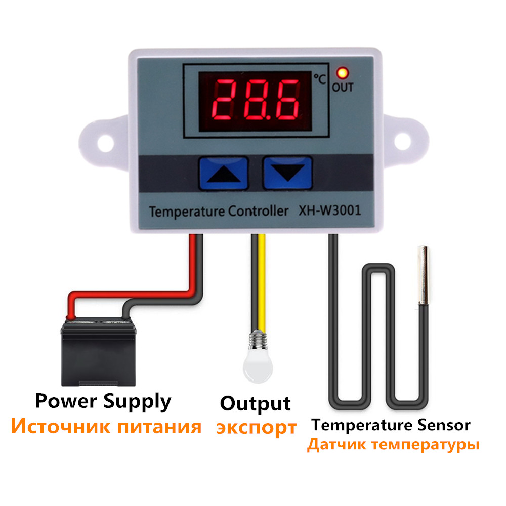 Digital Temperature Controller XH-W3001 For Incubator Cooling Heating Switch Thermostat NTC Sensor