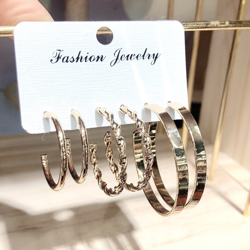 Hot Sale New Earrings Set 6 Pairs Of Creative Simple Circle Multi-element Earrings For Women