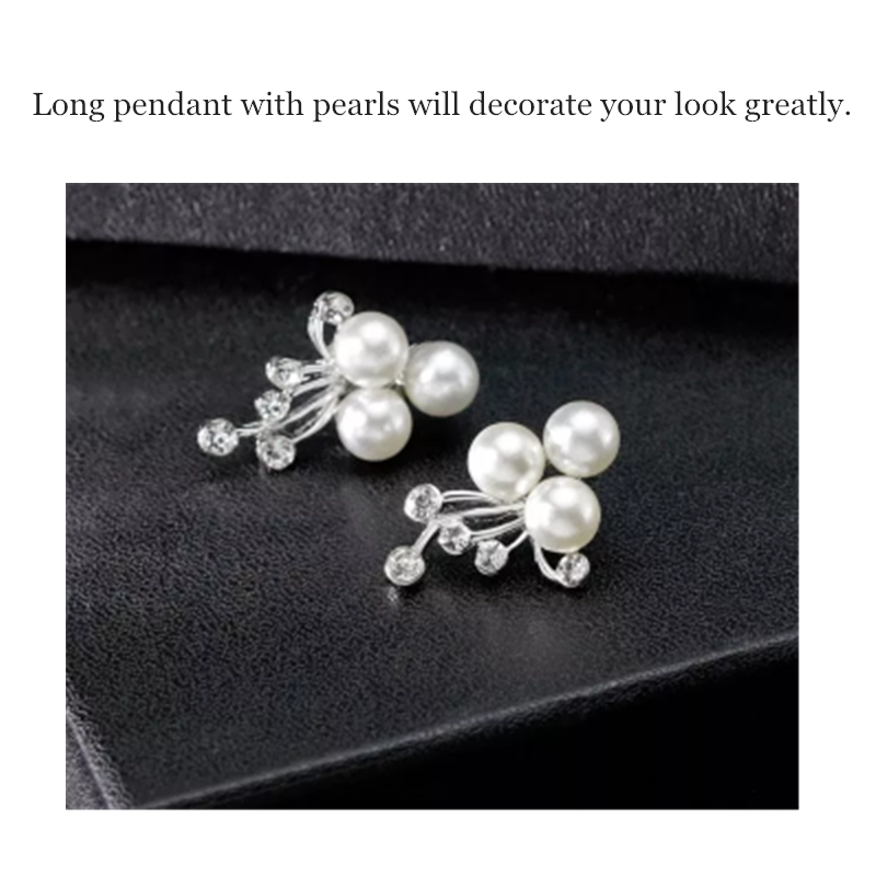 New Fashion Necklace Earrings Floral Bride Bridal Jewelry Wedding Party Anniversary Jewelry set Classic Fashionable Pearl Necklace Rhinestone Wedding Matching Necklace and Earring Two-Piece Set