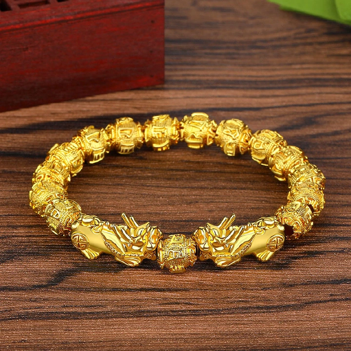 More Money Bracelet Safety Fortune Longevity Bracelet Buddha Light Blessing Wealth Bead Jewelry Bracelet Vietnam Shajin Animal Bracelet Imitation Gold Obsidian Six Character Real Buddha Bead BraceletS
