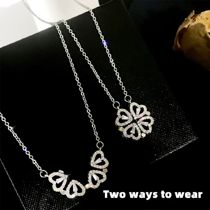 Light Luxury New Four Leaf Clover Titanium Steel 2 Wear-Ways Necklaces Women's Design Sense Of Advanced Sense Of Luxury Love Clavicle Chain Women Jewellery Girls Ladies Lovers' Birthday Necklaces Gift