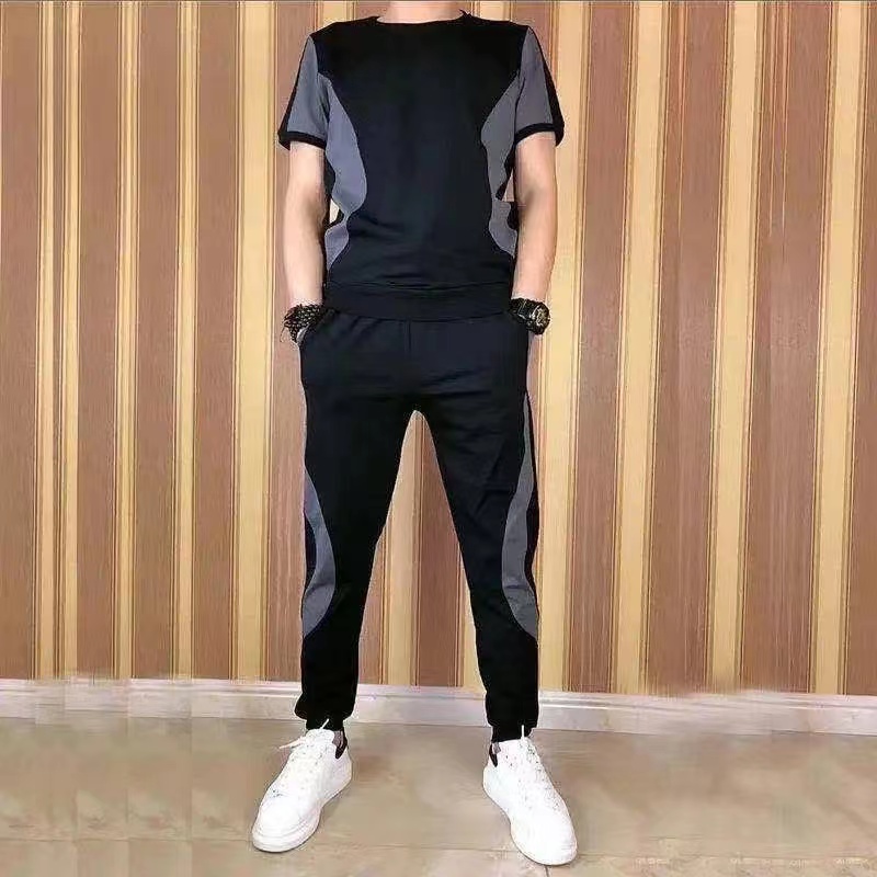 2pieces(T-shirts+Sweatpants) Fashion Classic Men’s Trousers Men's T-shirts Super Value Breathable Casual Joggers Sweatpants