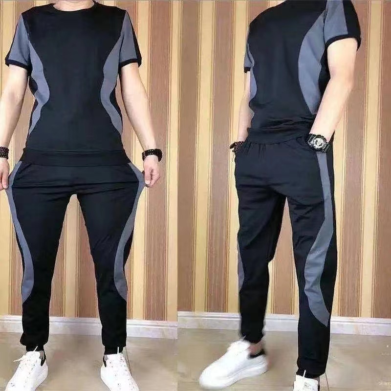 2pieces(T-shirts+Sweatpants) Fashion Classic Men’s Trousers Men's T-shirts Super Value Breathable Casual Joggers Sweatpants