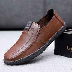 New Arrivals High Quality Business Men's Shoes  Mens Casual Loafers Fashion Driving Shoes Men Party Slip-Ons 40 Brown