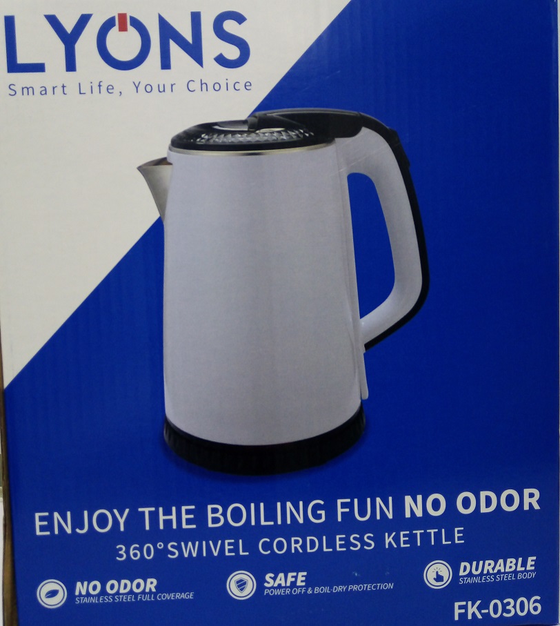 lyons electric kettle 1.8 litres - stainless steel inside and out