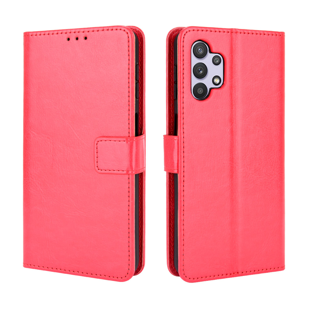 Flip Cover Case for Samsung Galaxy A32, with Wrist Strap Card Slots Shockproof Phone Case