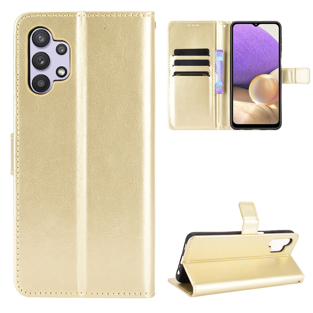 Flip Cover Case for Samsung Galaxy A32, with Wrist Strap Card Slots Shockproof Phone Case