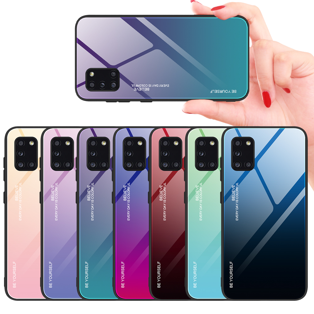Back Cover for Samsung Galaxy A31 Fashion Anti-shock Gradient Glass Case