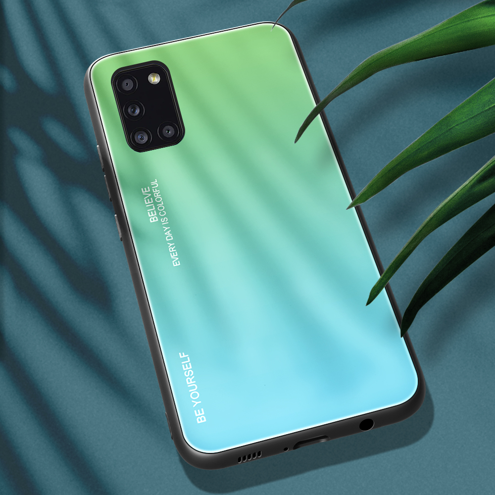 Back Cover for Samsung Galaxy A31 Fashion Anti-shock Gradient Glass Case