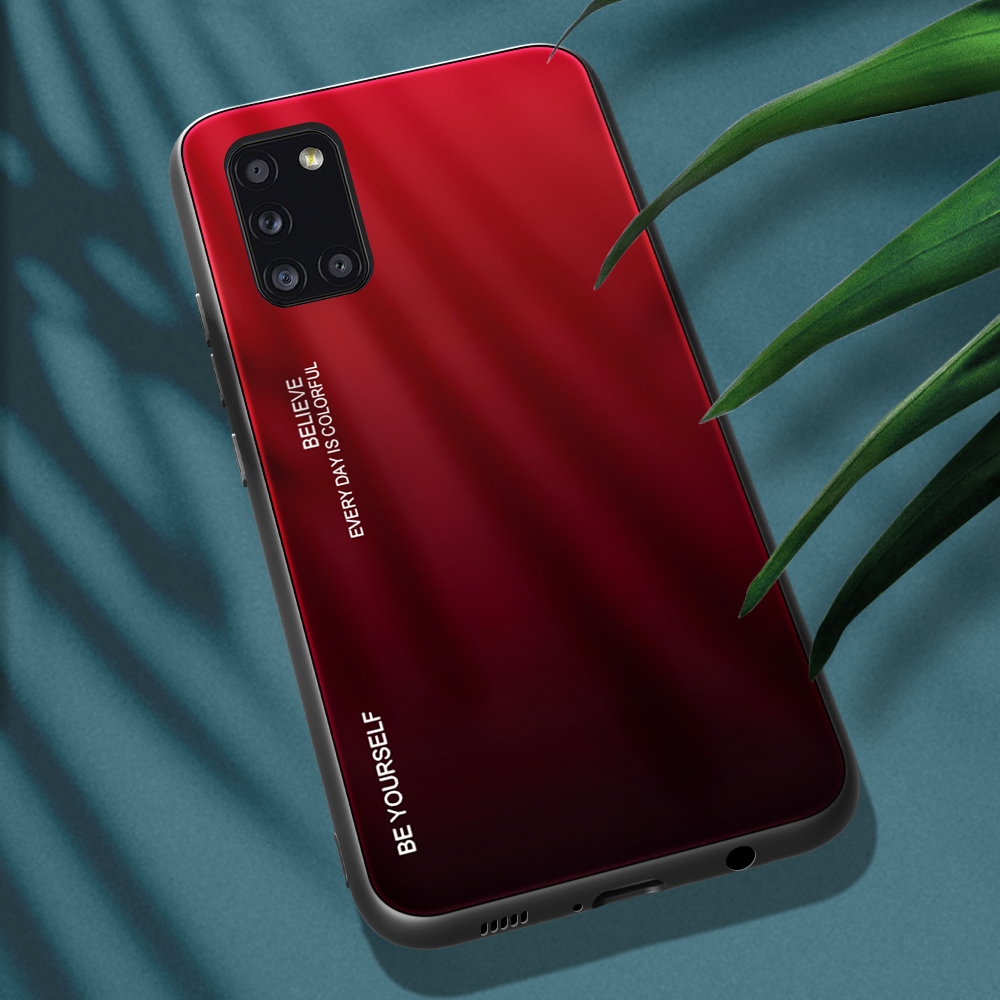 Back Cover for Samsung Galaxy A31 Fashion Anti-shock Gradient Glass Case