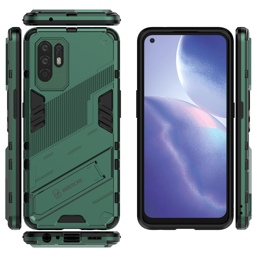 Phone Cases for OPPO Reno5 Z / Reno 5Z Rugged Armor Cover PC Shockproof with Kickstand