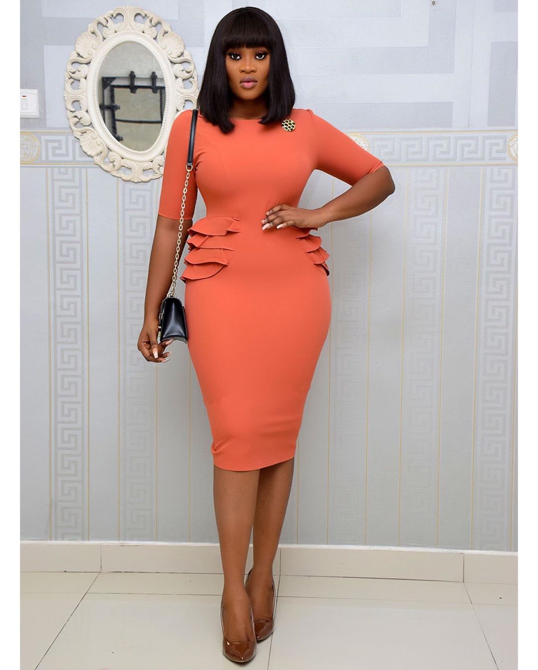 Women's Elegant Dress Long stretch Round Neck Plus size Dress