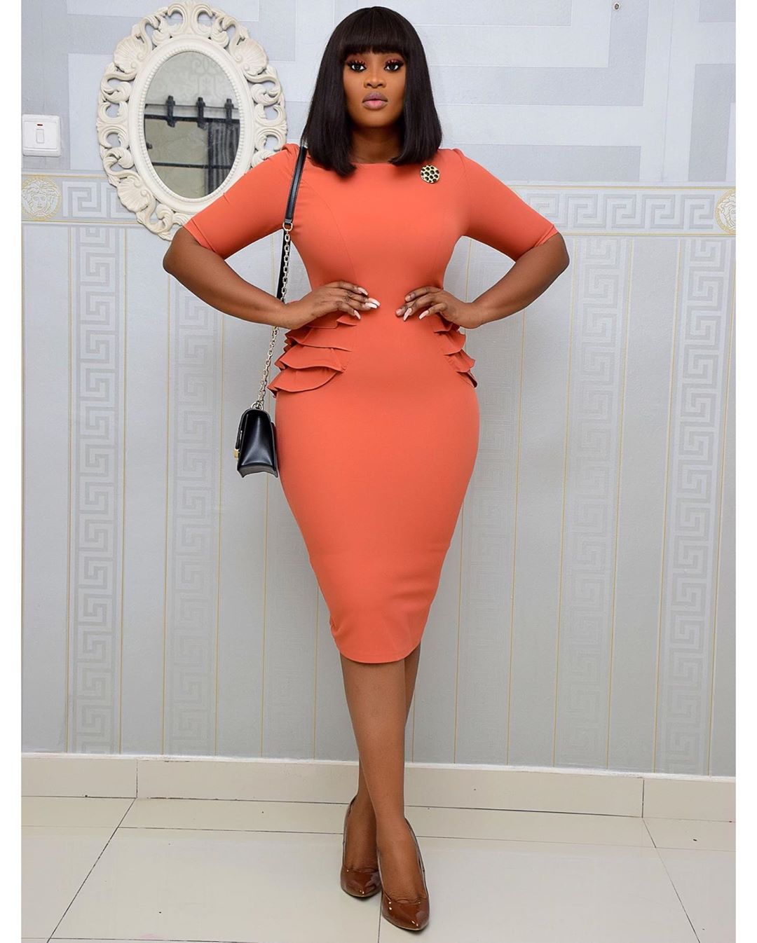 Women's Elegant Dress Long stretch Round Neck Plus size Dress