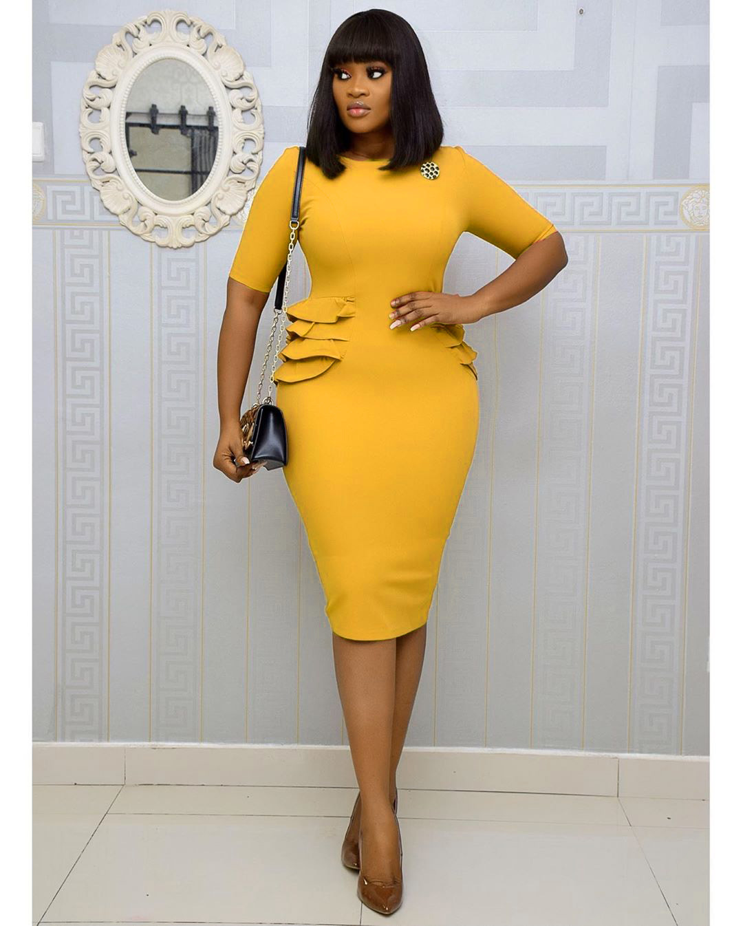 Women's Elegant Dress Long stretch Round Neck Plus size Dress