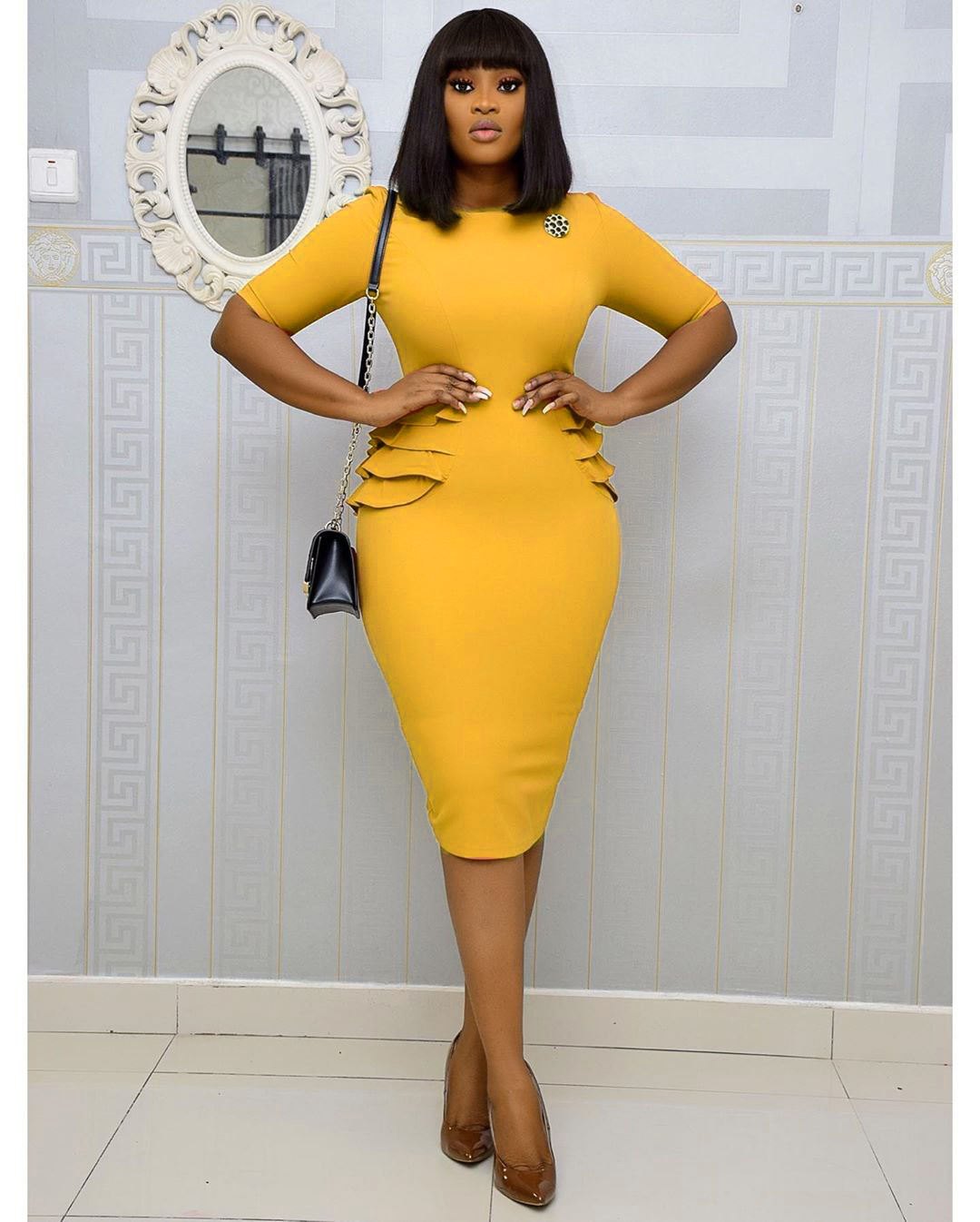 Women's Elegant Dress Long stretch Round Neck Plus size Dress