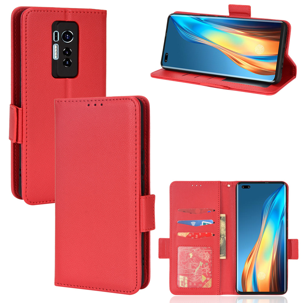 Lychee Pattern Wallet Leather Case for Tecno Phantom X [Magnetic Closure] [Shockproof TPU Inner Case]