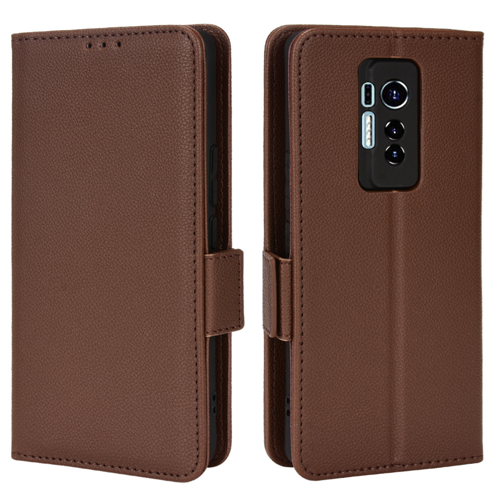Lychee Pattern Wallet Leather Case for Tecno Phantom X [Magnetic Closure] [Shockproof TPU Inner Case]