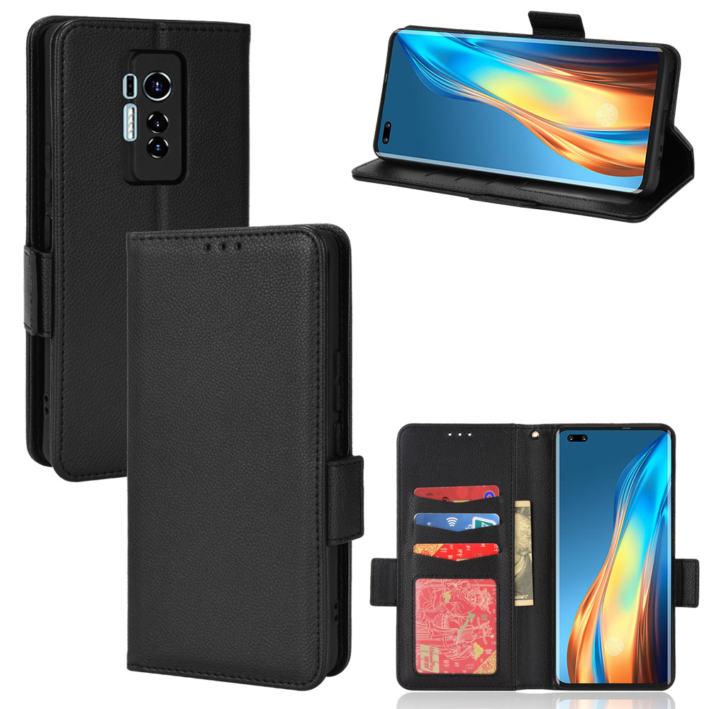 Lychee Pattern Wallet Leather Case for Tecno Phantom X [Magnetic Closure] [Shockproof TPU Inner Case]