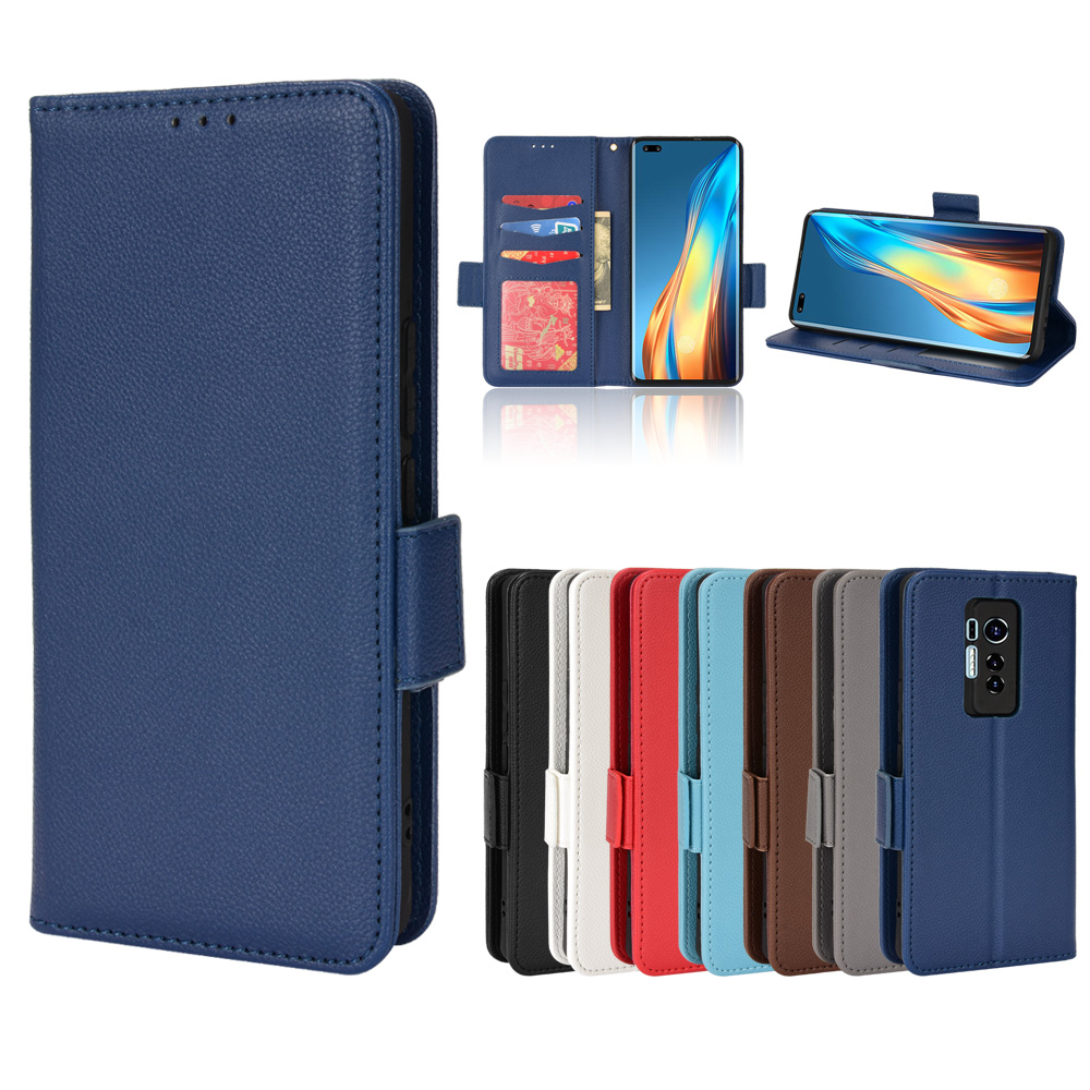 Lychee Pattern Wallet Leather Case for Tecno Phantom X [Magnetic Closure] [Shockproof TPU Inner Case]