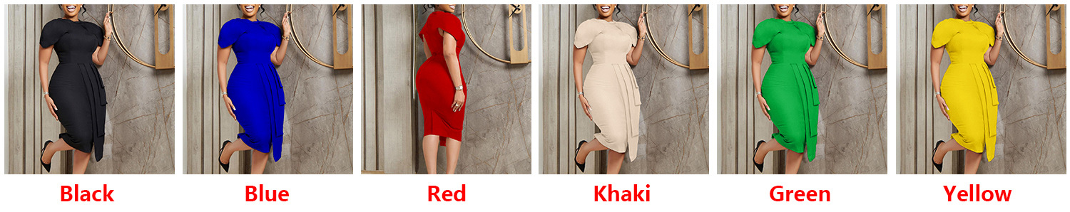 Women 2023 Summer New Fashion Temperament Elegant Through Le Short-sleeved Package Hip Sexy African Dress